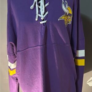 Fanatics Vikings Purple Crewneck Tee with White Logo